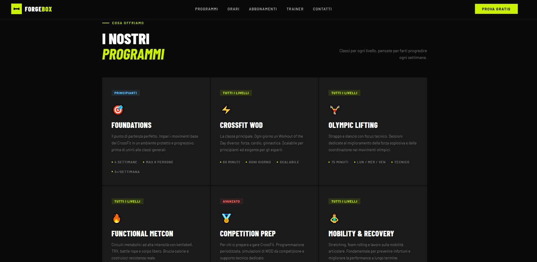 Web design per Palestre e Centri Fitness locali